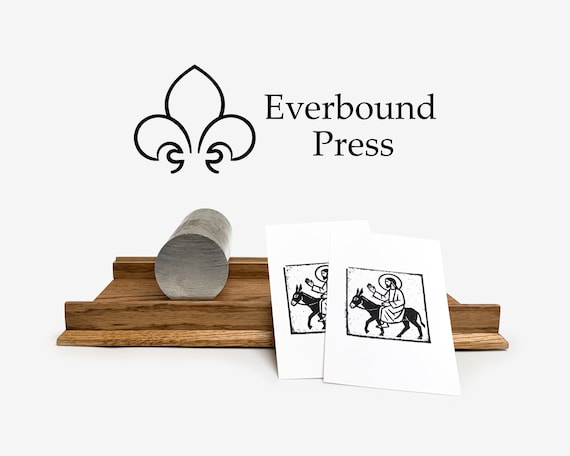 Handcrafted Red Oak Large Galley Proofing Press | 4" Diameter Stainless Steel Cylinder, Linocut, Woodblock, Letterpress
