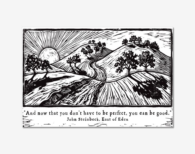 Featured listing image: East of Eden Relief Print, John Steinbeck Quote, Vintage Galley Press