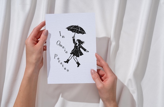 In Omnia Paratus Gilmore Girls Relief Print, Monochrome Typography Art, Handcrafted 4x5 Inch