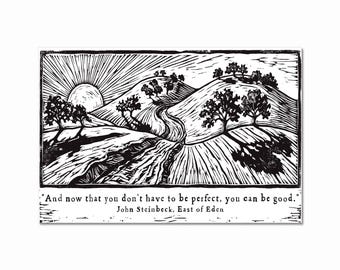 East of Eden Relief Print, John Steinbeck Quote, Vintage Galley Press