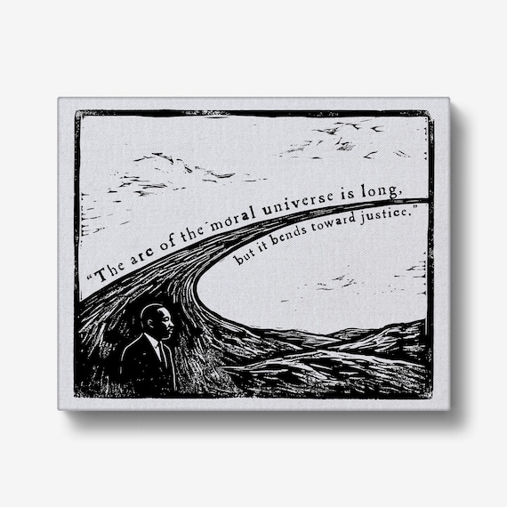 MLK Quote, The Arc of the Universe Illustration, Printed on our Vintage Galley Press