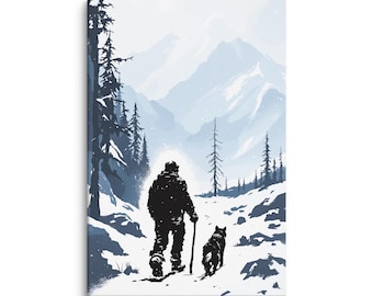 Jack London, Yukon-inspired Landscape with human and dog on Adventure