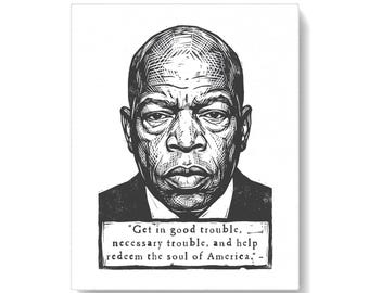 Voting Rights John Lewis Relief Print, 5x7 Good Trouble Quote Portrait