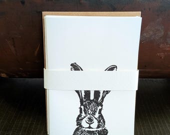 Birthday Card Pack, Bunny Rabbit Illustration 10-Pack on Textured Paper With Envelopes