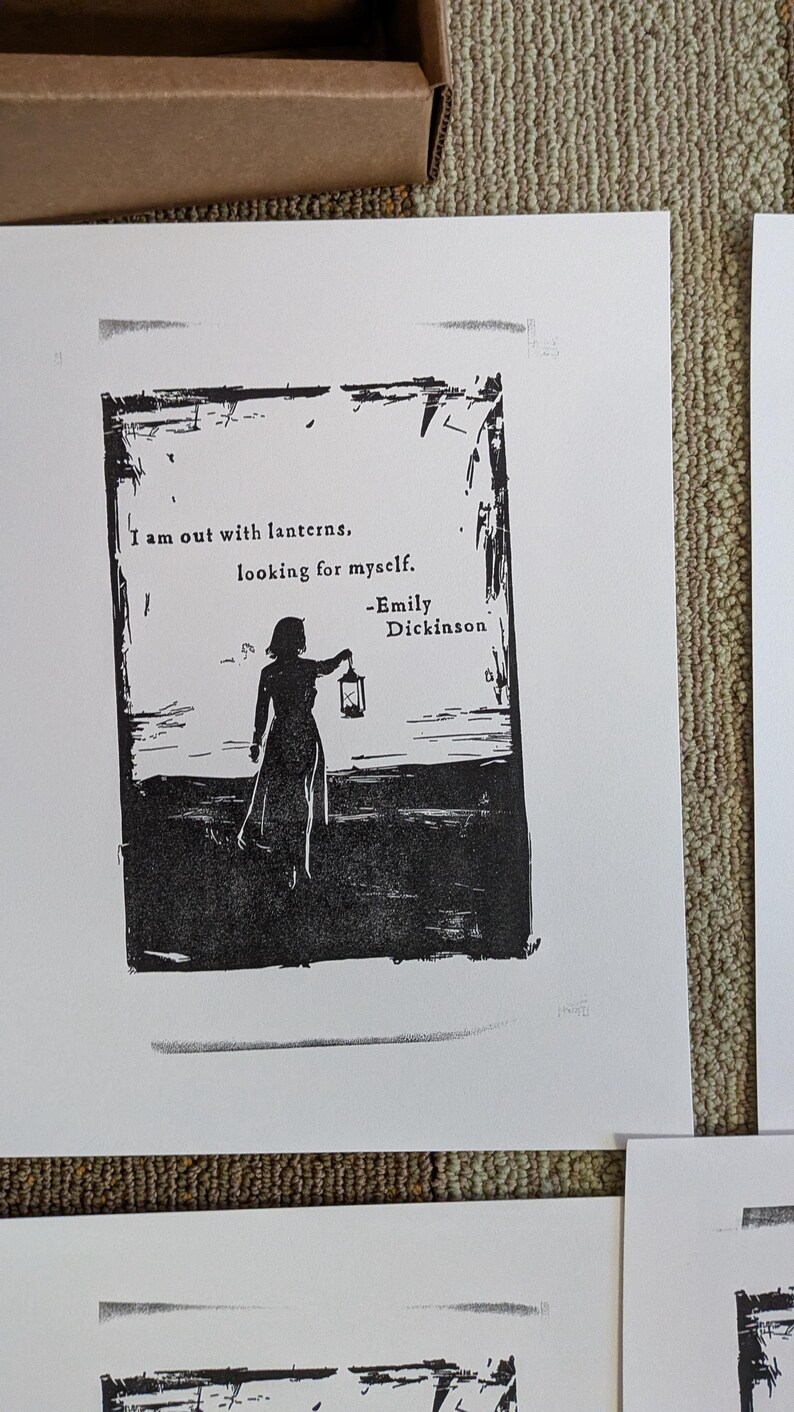 Emily Dickinson Quote Relief Print, 5x7 Poetry Decor, Inspirational ...