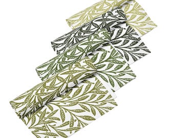 Olive Color Leaf Patterned Cloth Napkin Set, Reusable 20x20 Inch Dining Table Napkins