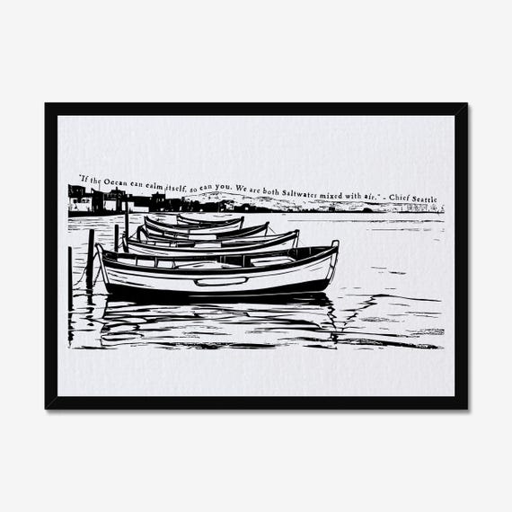 Chief Seattle Quote and Illustration Relief Print on Arnhem 1618 Printmaking Paper, Inspirational Art