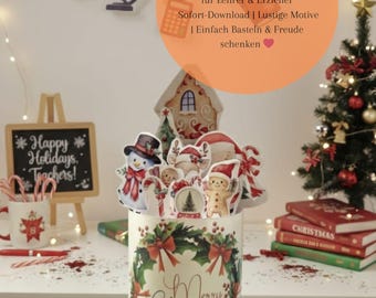 Duplo Banner Christmas Teacher Gift – Funny DIY PDF Template to Print | Small Gift Idea for School Teachers