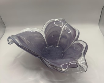 Vintage Murano art glass lilac swirl petal flower bowl
