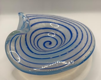 Murano art glass blue swirl bowl