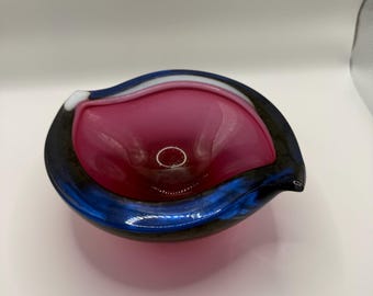 Flavio Ploi Murano Sommerso Art Glass Bowl