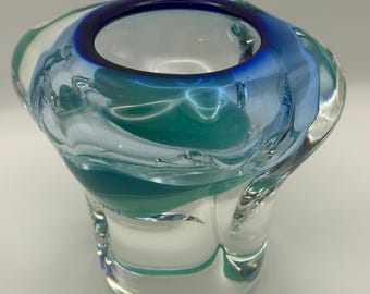 Czech Republic artisan glass flower pot