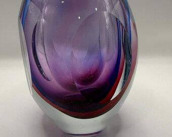 Murano Summerso faceted glass vase