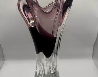 Josef Hospodka for Chřibská Glassworks art glass purple vase