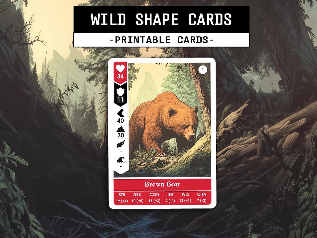 D&D 5e Druid Wild Shape Cards | Printable PDF - Etsy