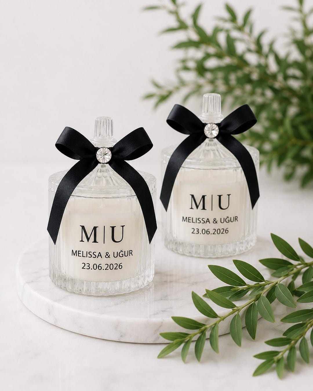 Personalized Wedding Favor Candles – Soy Wax in Elegant Glass-look Jars ...