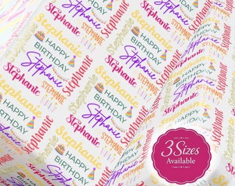 Personalized Birthday Wrapping Paper Roll, Custom Name Gift Wrap, Birthday Gift Wrap Paper, Custom Wrapping Paper, Birthday Decor, 3 Sizes