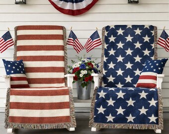 America Woven Blanket – USA Anniversary Patriotic Decor, 4th of July Throw Blanket, Patriotic Gift, 250 Years of Freedom Tapestry