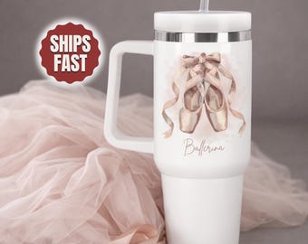 Ballet Ballerina Dancer Tumbler, Elegant Dance Gift, Ballet Gifts for Dancers, Pointe Shoes Design, 40 oz Tumbler & 20 oz Tumbler Options