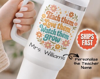 Personalized Teacher Tumbler, Custom Teacher Gift, Teacher Appreciation Gift, End of Year Gift, 40 oz Tumbler & 20 oz Tumbler, Retro Design