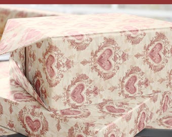 Vintage Romantic Wrapping Paper with Hearts – Elegant Gift Wrap for Couples & Valentine’s Day