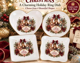 Vintage Christmas Nutcracker Ring Dish: Nutcracker Ceramic Ring Holder, Seasonal Jewelry Dish, Ring Dish Gift, Merry Christmas Gift
