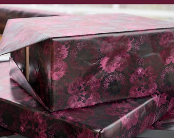 Gothic Dark Romance Wrapping Paper, Burgundy Lace Valentines Day Gift Wrap