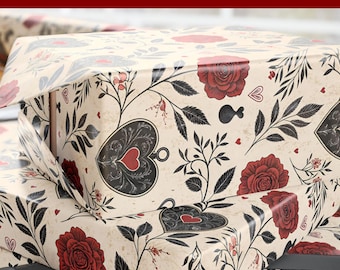 Dark Romance Valentines Day Wrapping Paper – Gothic Floral Gift Wrap, Moody Roses, Elegant Love
