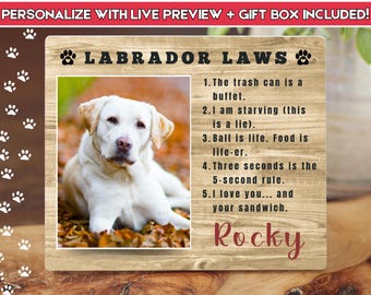 Labrador Funny Pet Portrait, Custom Dog Portrait Sign with Photo & Name, Labrador Gifts for Dog Owners