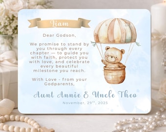 Personalized Godson Baptism Keepsake Board, Godparent Gift, Baby Boy Baptism Gift, Nursery Decor Gift