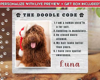 Funny Labradoodle Pet Portrait, Custom Dog Portrait Plaque with Name, Personalized Labradoodle Gifts