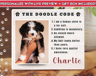Bernedoodle Funny Pet Portrait, Custom Dog Portrait with Name, Personalized Bernedoodle Gifts, Custom Pet Portrait