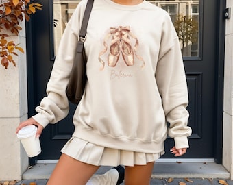 Boho Ballerina Sweatshirt with Pointe Shoes: Dance Teacher Gift, Ballerina, Multiple Colors