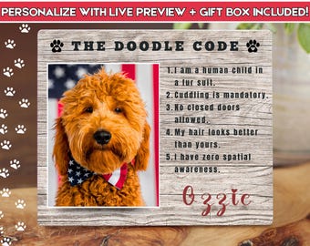 Funny Goldendoodle Dog Portrait – Custom Pet Portrait Desk Plaque, Personalized Goldendoodle Gifts