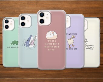 Cover per telefono con citazione di animali, divertente gioco di parole, per iPhone 17Pro, 16, 15, 14, 13, 12, Samsung S26, S25, S24, S23, S22, A16, A26, A56, Pixel 10, 9