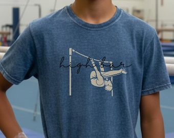 Comfort Colors Boys High Bar Gymnastics Shirt, Youth Gymnastic T-shirt, Boy Gymnast, Kids Gym Tee, Boys Christmas Gift