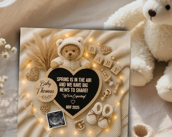 Simple Heart Baby Announcement, Gender Neutral, Editable (Digital)