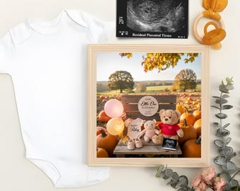 Fall Pumpkin Winnie-the-Pooh Pregnancy Announcement | Digital Baby Reveal (Canva Editable)