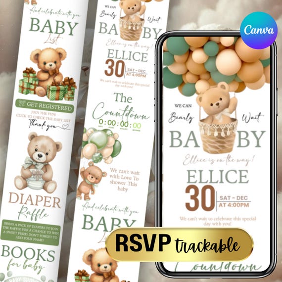Safari Baby Shower Website Invitation, RSVP Tracker (Digital)