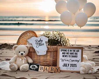 Beach Baby Reveal Template | Summer Pregnancy Announcement (Digital)