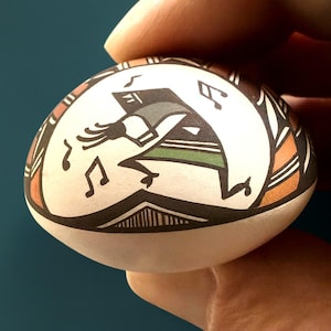 Hand-Painted Acoma Pueblo Seed Pot: Kokopelli Design, Southwest Pottery