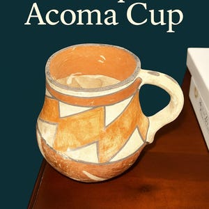 Antique Acoma Pueblo Pottery Dipper Cup – Hand-Coiled, Mineral Pigments, Circa 1890–1920