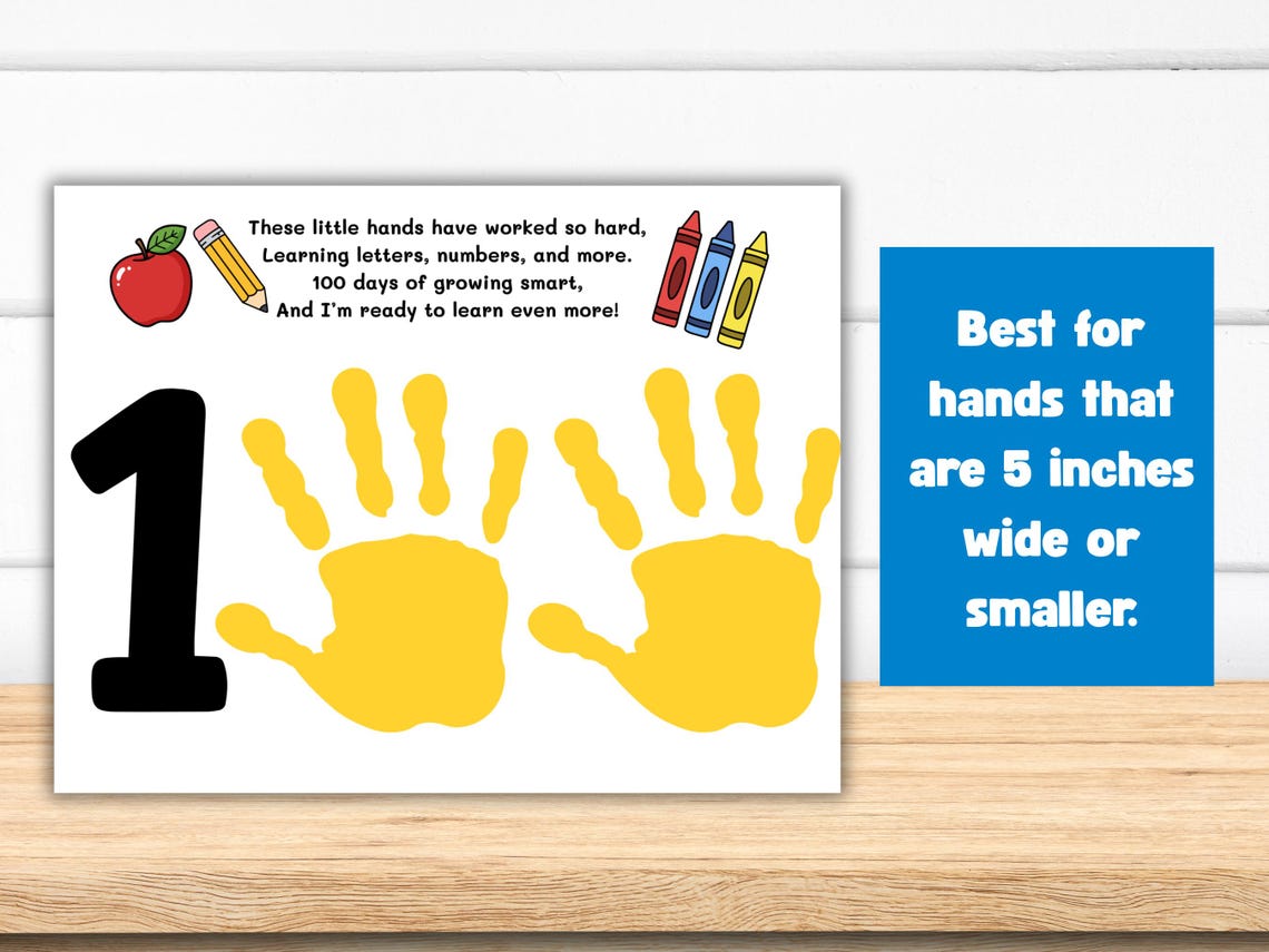 100th Day of School Handprint Poem Craft, 100 Days Preschool Craft ...