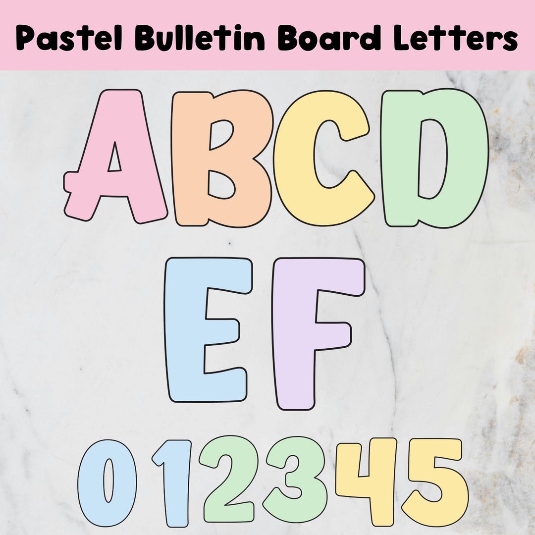 Pastel Bulletin Board Letters, Pastel Classroom Decor, Spring Bulletin ...