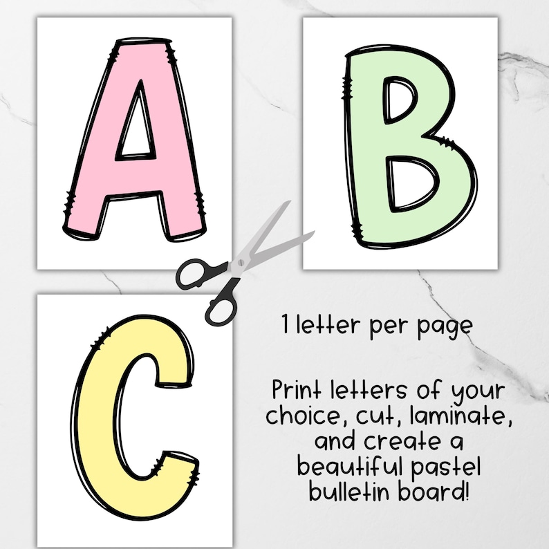 Pastel Bulletin Board Letters, Doodle Bulletin Letters for the ...