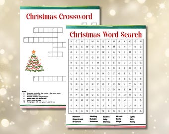 Weihnachten Wortsuche und Kreuzworträtsel zum ausdrucken, Weihnachten Klassenzimmer Aktivität, Weihnachtsfeier Spiel, Wortspiele für Kinder und Klassenzimmer
