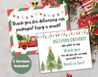 Cartel de agradecimiento para repartidores, cartel imprimible de agradecimiento navideño, cartel de reconocimiento para repartidores, reconocimiento para carteros, descarga instantánea