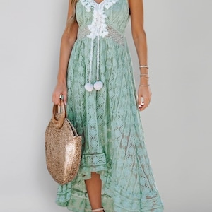 Green Lace Midi Dress - Etsy