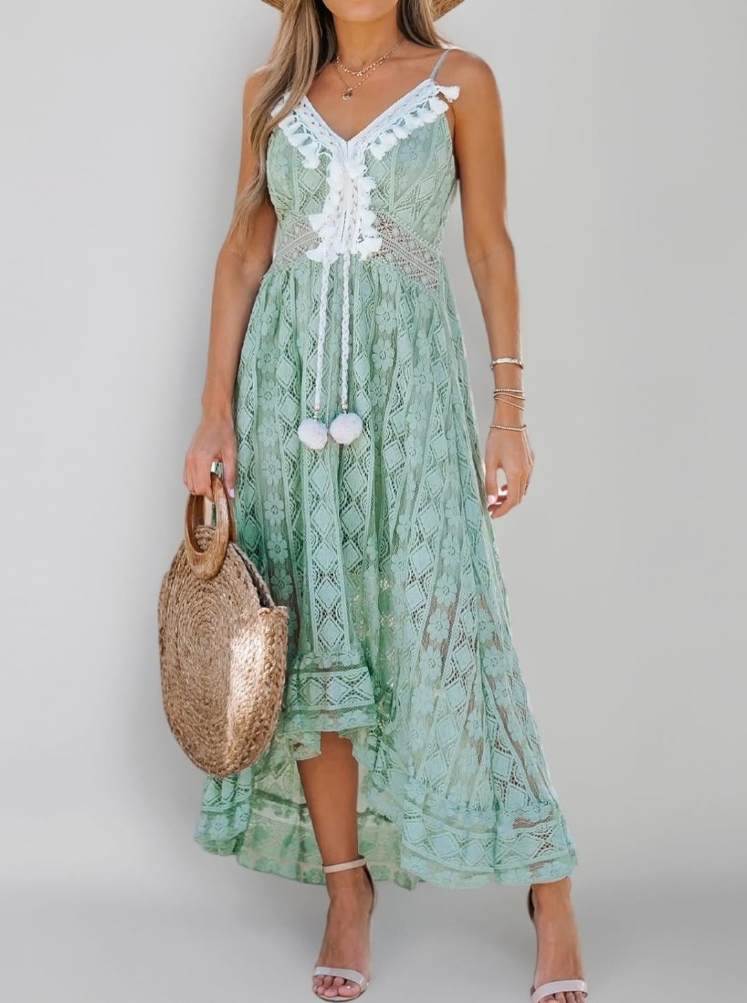 Green Lace Midi Dress - Etsy