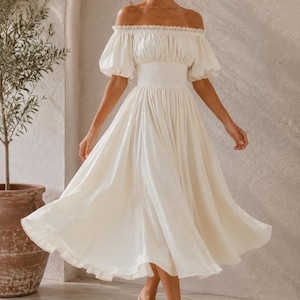 white off the shoulder peasant dress Off-The-Shoulder Peasant Dress
